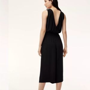 Babaton maximillion Aritzia black deep v wide leg Viscose pull on jumpsuit